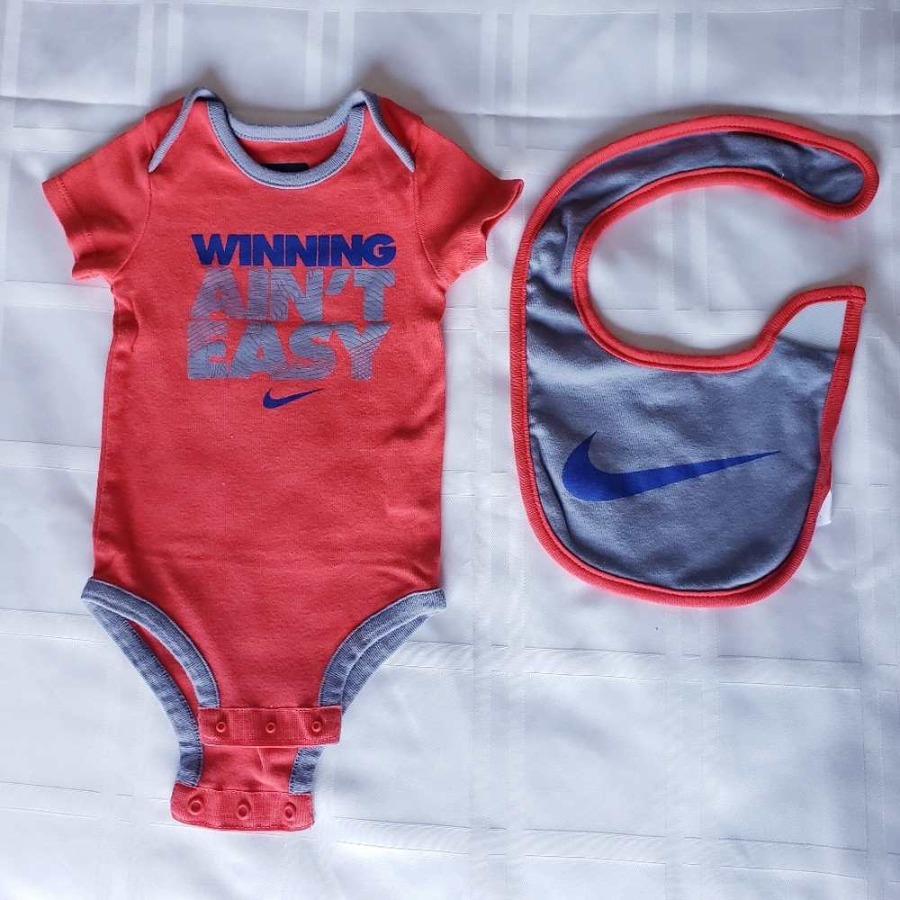 Orange & Gray NIKE Infant Onesie & Bib Set